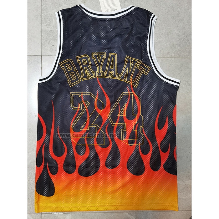 Camiseta Los Angeles Lakers Kobe Bryant #24 Flames Negro